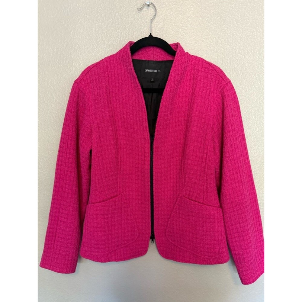 Lafayette 148 New York Hot Pink Textured Open-Front Jacket